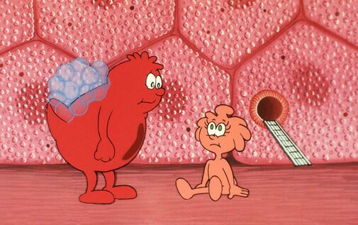 cartoon red blood cell from the show Once Upon a Time... Life