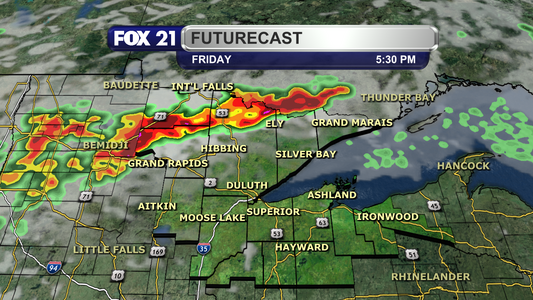 One model run shows the northwest portions of the Northland will see showers and thunderstorms push through Friday evening, possibly impacting fireworks displays for this time period.  These storms could also contain strong winds, hail, and heavy downpours.