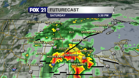 The model run continues to show multiple rounds of showers and thunderstorms pushing through the Northland Friday night and Saturday as a cold front will pass over the region from west to east.  Widespread rainfall is likely Saturday across the Northland.