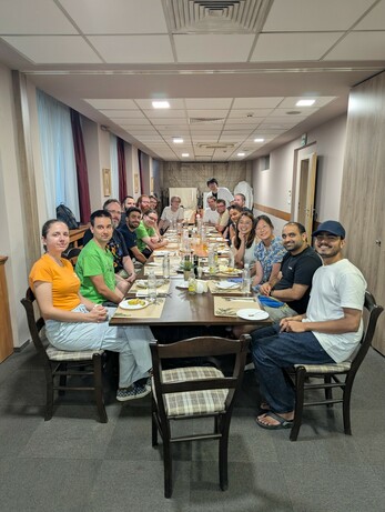 A group of people at dinner