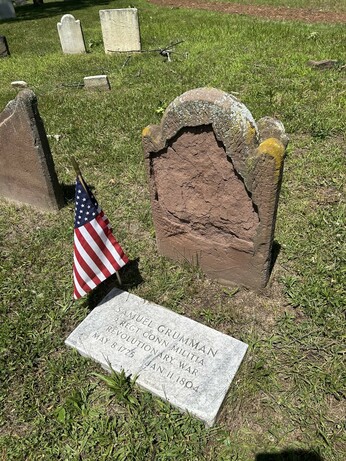 SAMUEL GRUMMAN 9 REGT CONN MILITIA REVOLUTIONARY WAR MAY 8.1725 Jan 11 1804.  With flag!