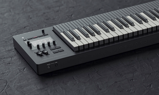 Osmose synthesizer sitting on a black surface.