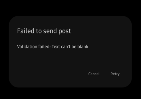 Error presentado en la app de Mastodon/Moshidon, al publicar o responder toots: "Validation Failed: Text can't be blank".