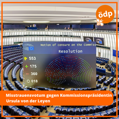 Das Bild zeigt das Ergebnis der Abstimmung über das Misstrauensvotum.
