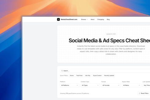 Social Media and Advertising Specifications Cheat Sheet