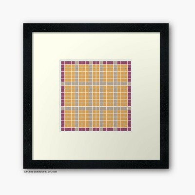 a framed print of an abstract grid of multi-color squares