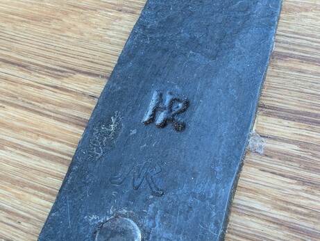 Close up on the top latch, with my punch, two letters NR runic style
