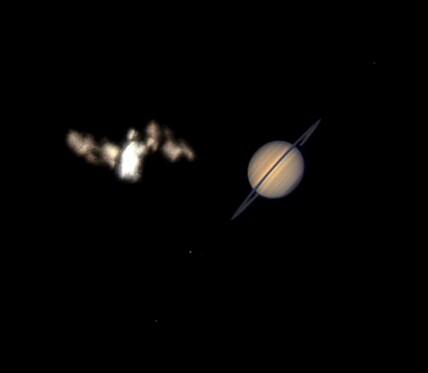 This well-planned image, a stack of video frames, captures their momentary conjunction in the same telescopic field of view. With the ISS in low Earth orbit, space station and gas giant planet were separated by almost 1.4 billion kilometers. Their apparent sizes are comparable but the ISS was much brighter than Saturn and the ringed planet's brightness has been increased for visibility in the stacked image. Precise timing and an exact location were needed to capture the ISS/Saturn conjunction.