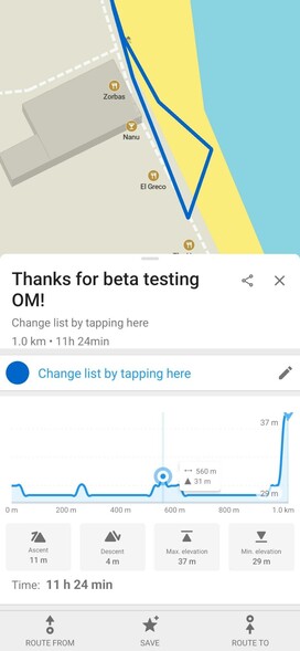 Selected track in Organic Maps