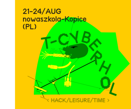 flyer of the event with date location and title and a leaf looking graphics with elements made of antennas and cable connectors line art.