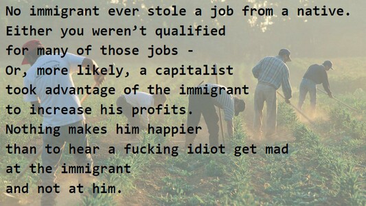 Five workers hoeing weeds out of a field.  The air is dusty as they scratch the weeds into the spaces between the rows.  Hard work.