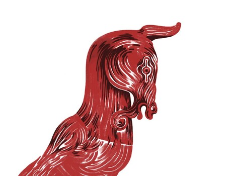 Drawing of a profile of a head of a horse