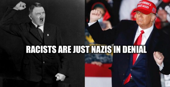 "Racists are just Nazis in denial"
Hitler in dance pose
Trump in dance pose