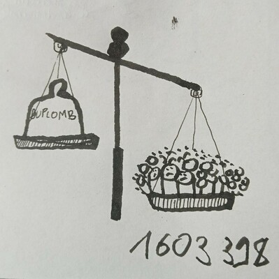Dessin d'une balance
Sur le plateau le plus haut Duplomb et sur le plateau le plus lourd plein de gens