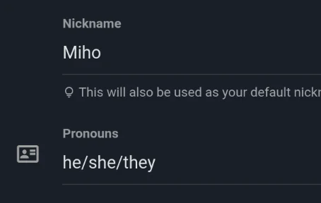 The new pronouns field