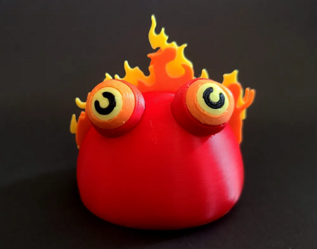 3d printed Red chuchu with flames on its head