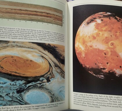 Inside the Cosmos book, images of planets and whatnot