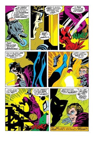 another page, a man in a trenchcoat in a lab, talking to another person