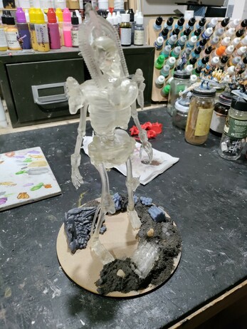Giant skeleton printed in translucent resin