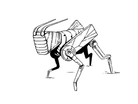 Drawing of a quadruped insectoid robot