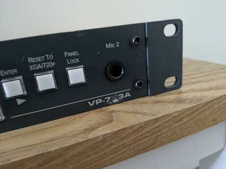 A close-up of the model number - VP-773Amp. The unit is a bit scratched so the second 7 is illegible.