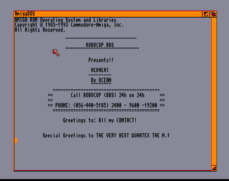 Screenshot of "Red Heat" - Intro Hack: Robocop - Published by Ocean on Commodore Amiga (1989)