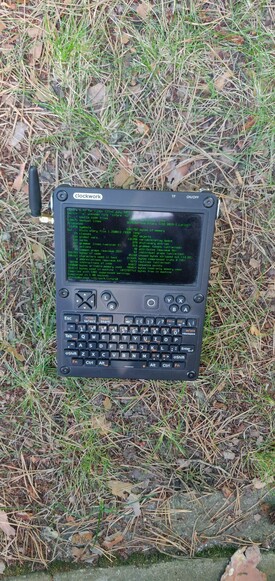 a uconsole showing green letters