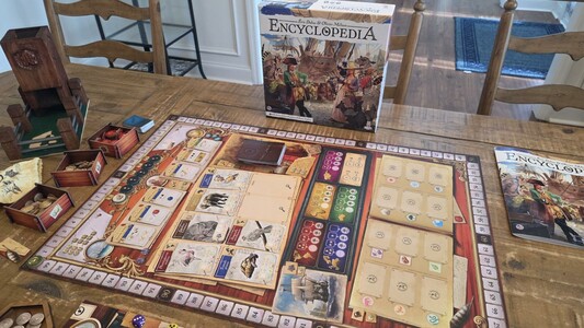 Set up of a solo game of Encyclopedia