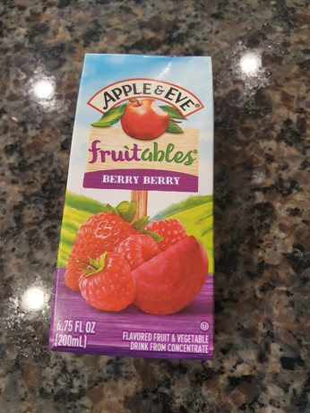 An "Apple & Eve" Fruitables juicebox flavored "Berry Berry"