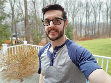 Human wearing glasses.