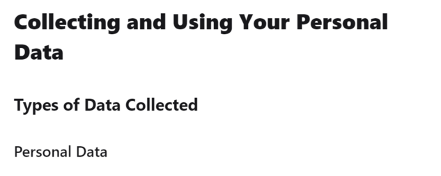 Collecting and Using Your Personal Data

Types of Data Collected

Personal data
