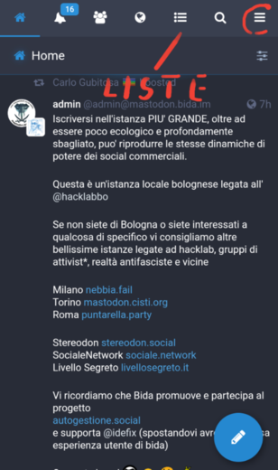 Una pagina dell'UI di QOTO