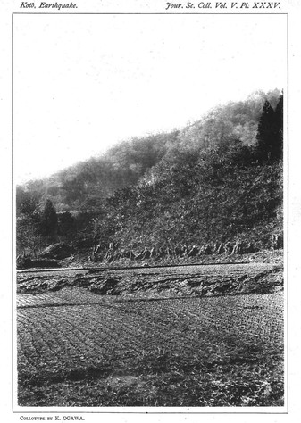 photography of the earthquake rupture across a field, from Koto's article