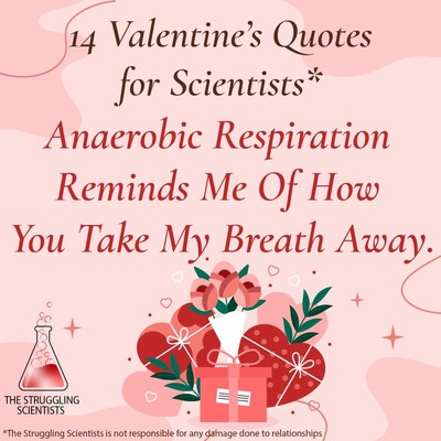 😍14 Valentine's quotes for scientists❤️

#12 Anaerobic Repiration Reminds Me Of How You Take My Breath Away.