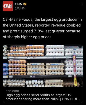 CNN Cal-Maine Foods, the largest egg producer in the United States, reported revenue doubled and profit surged 718% last quarter because of sharply higher egg prices