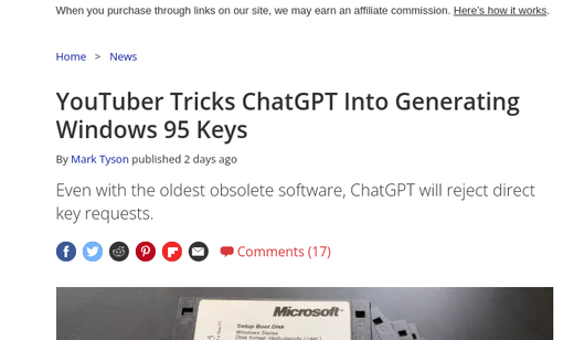 Chatgpt tricked to provide MS keys.