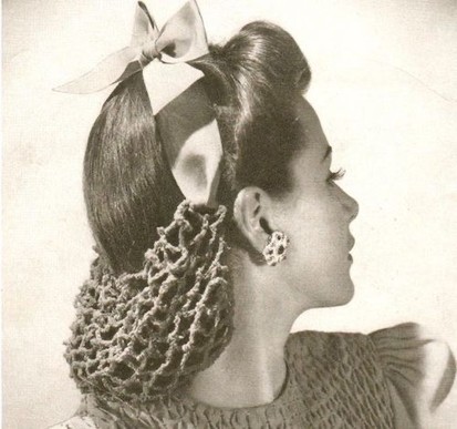 Vintage photo of hair snood.