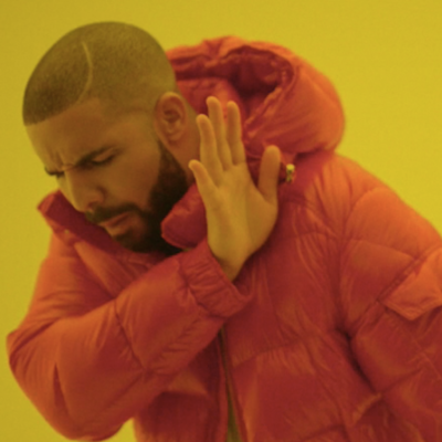 Young Drake holding his hand up in a nope gesture