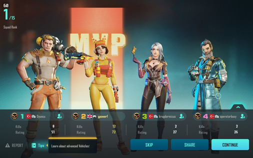 Screenshot of me obtaining MVP in a match.
