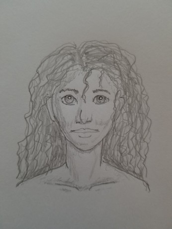 Pencil sketch of a women's face.