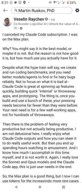 Full post text at this link: https://www.linkedin.com/posts/veselinr_i-canceled-my-claude-code-subscription-i-activity-7368240146573402112-Lcqq